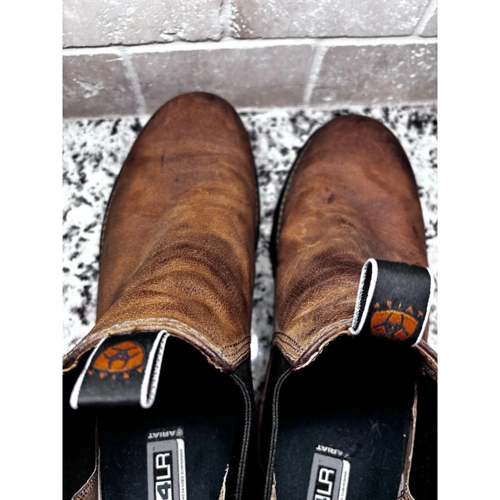Ariat Men's Spot Hog Chelsea Boots Composite Toe 14D Distressed‎ Brown Leather